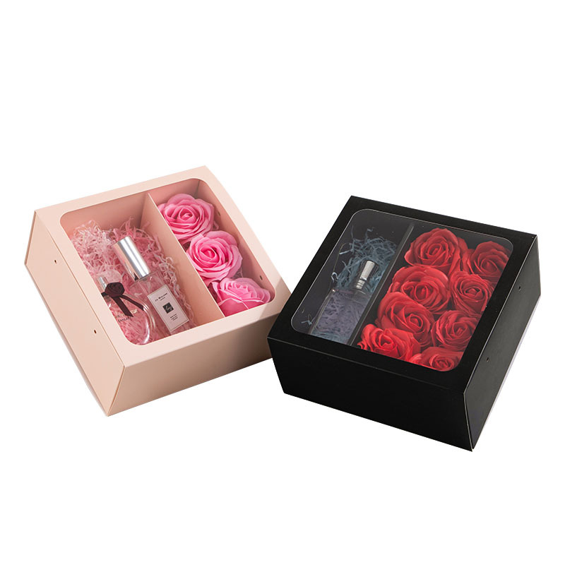 Wyciągające przezroczyste kwiaty przenośne składane prezentna prezent pudełko prezentowe opakowanie prezentowe czarny proszek do zapasów karton